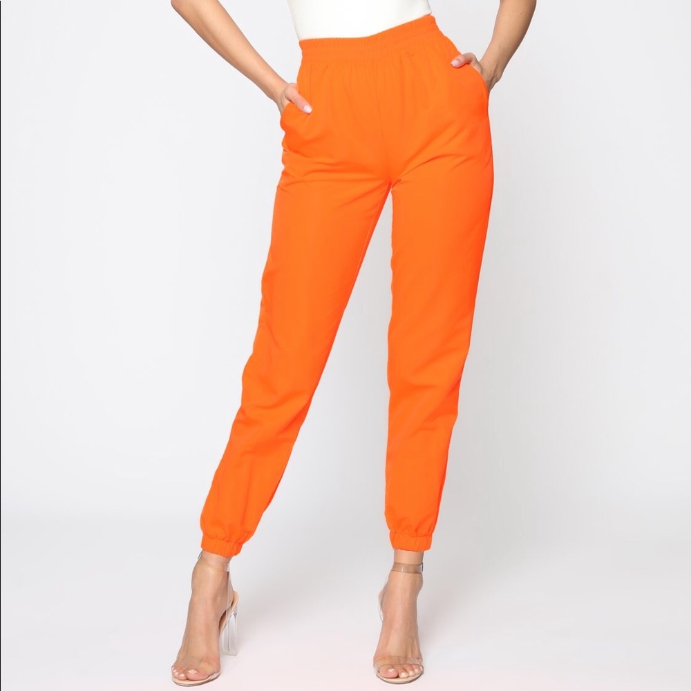 NWT FASHION NOVA neon orange joggers